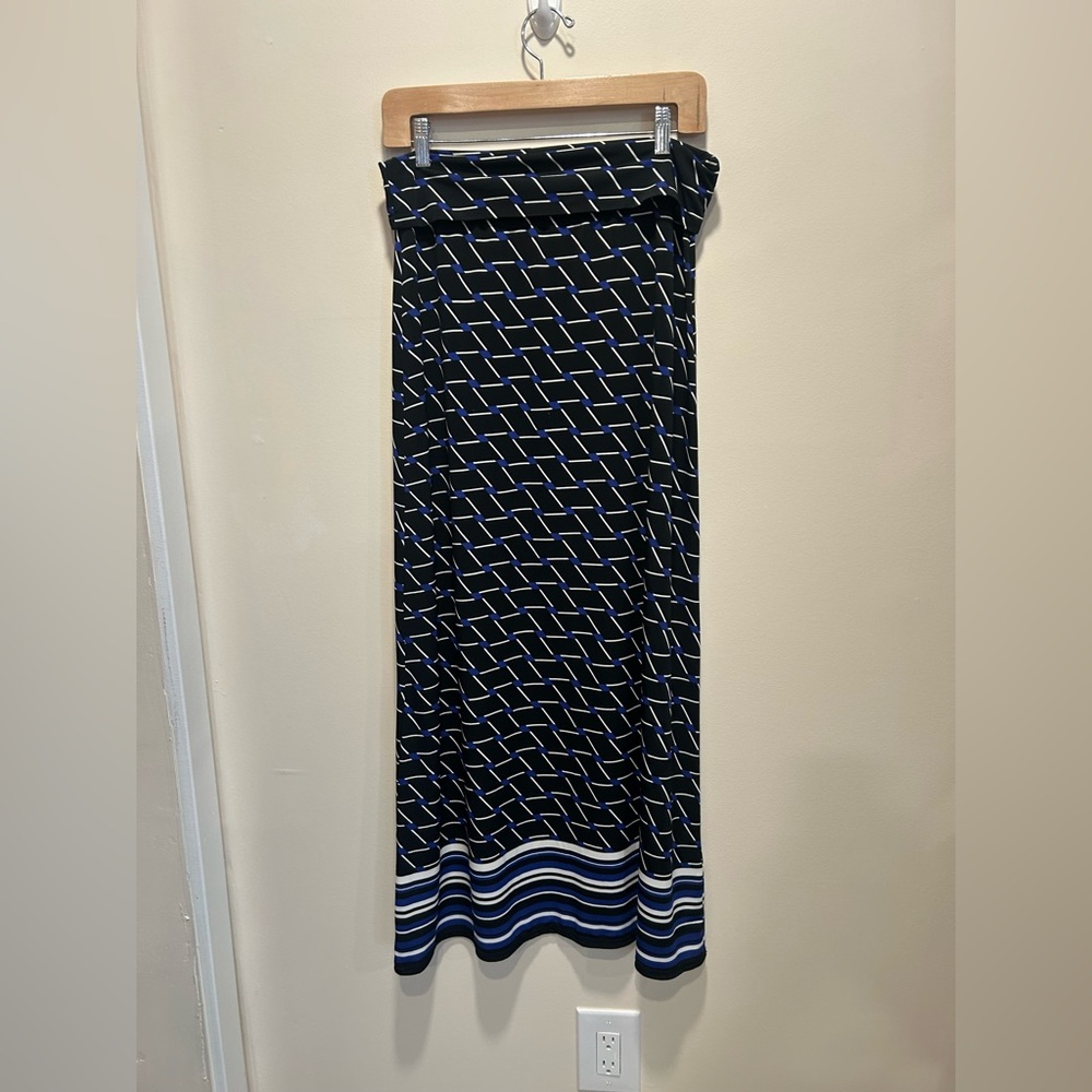 Studio M Black and Blue Patterned Pencil Skirt